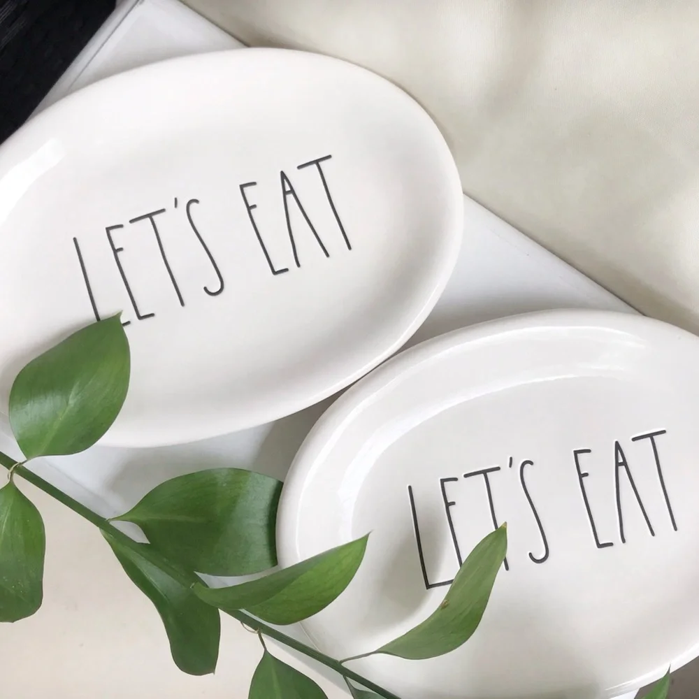 NWT Rae Dunn 2 Lets Eat Oval Plates - Picture 7 of 7